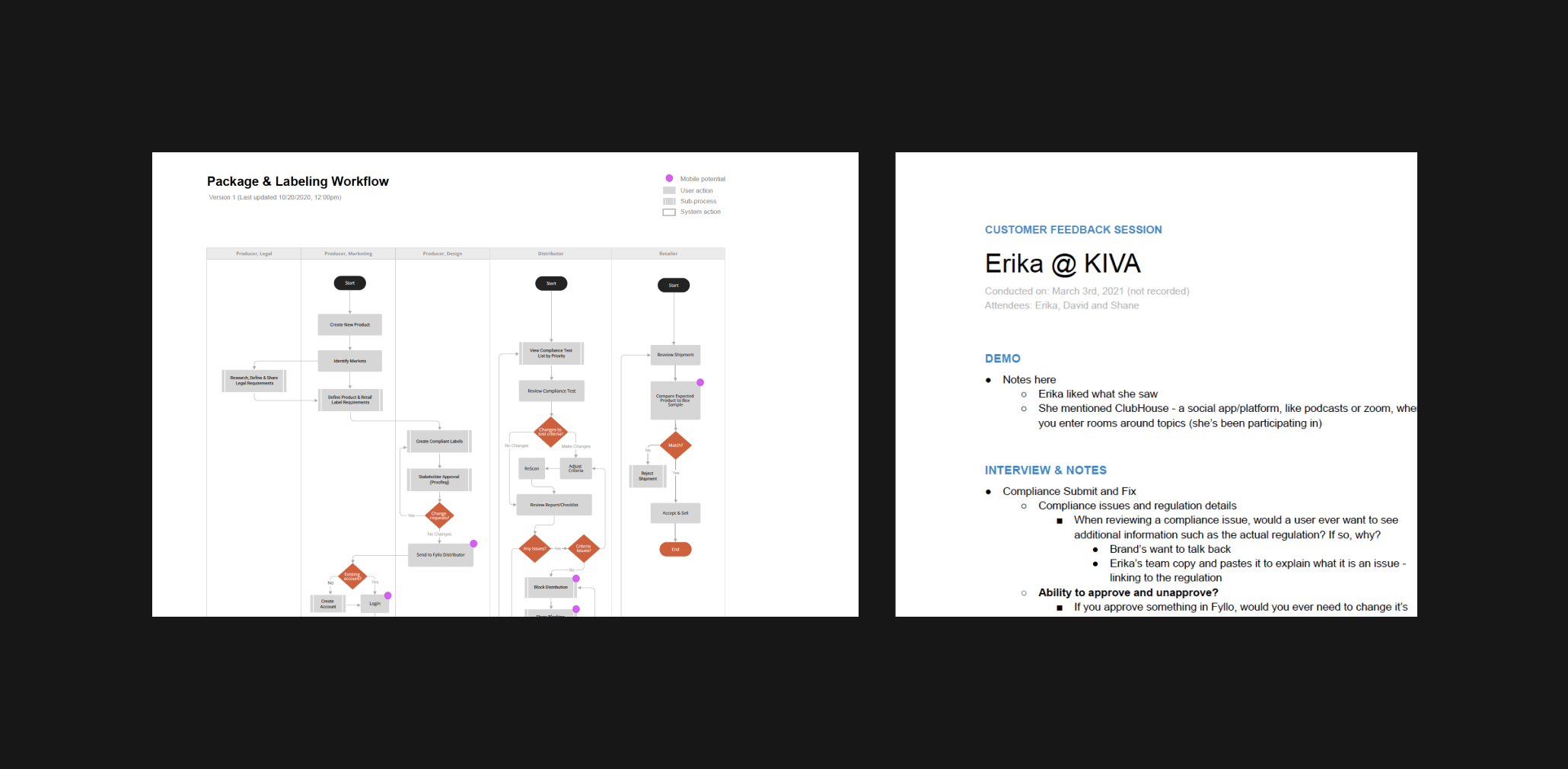 Workflow diagrams and customer research